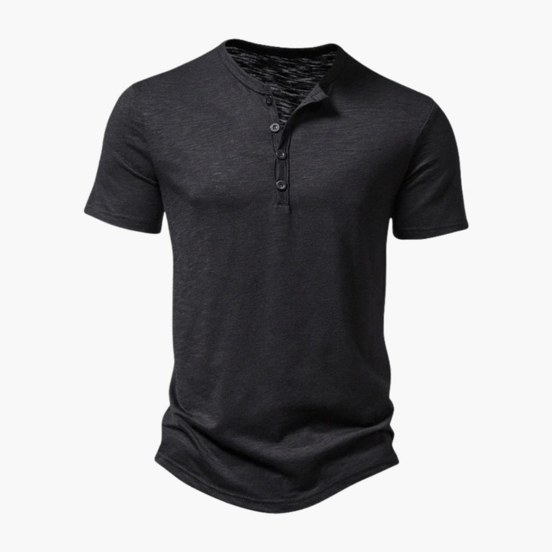 Men's Henley Shirt with Buttoned Placket