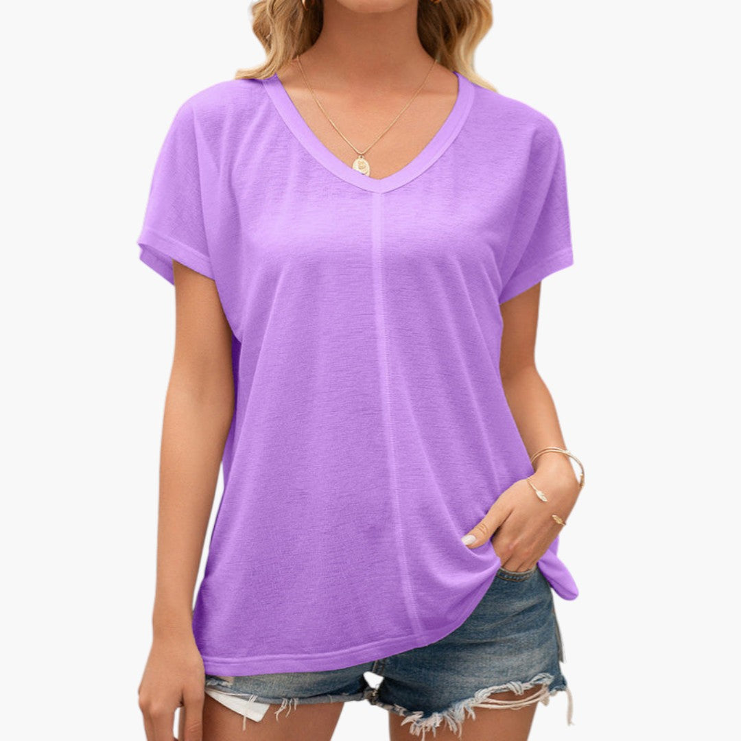 Maglietta donna con scollo a V e spacchi laterali