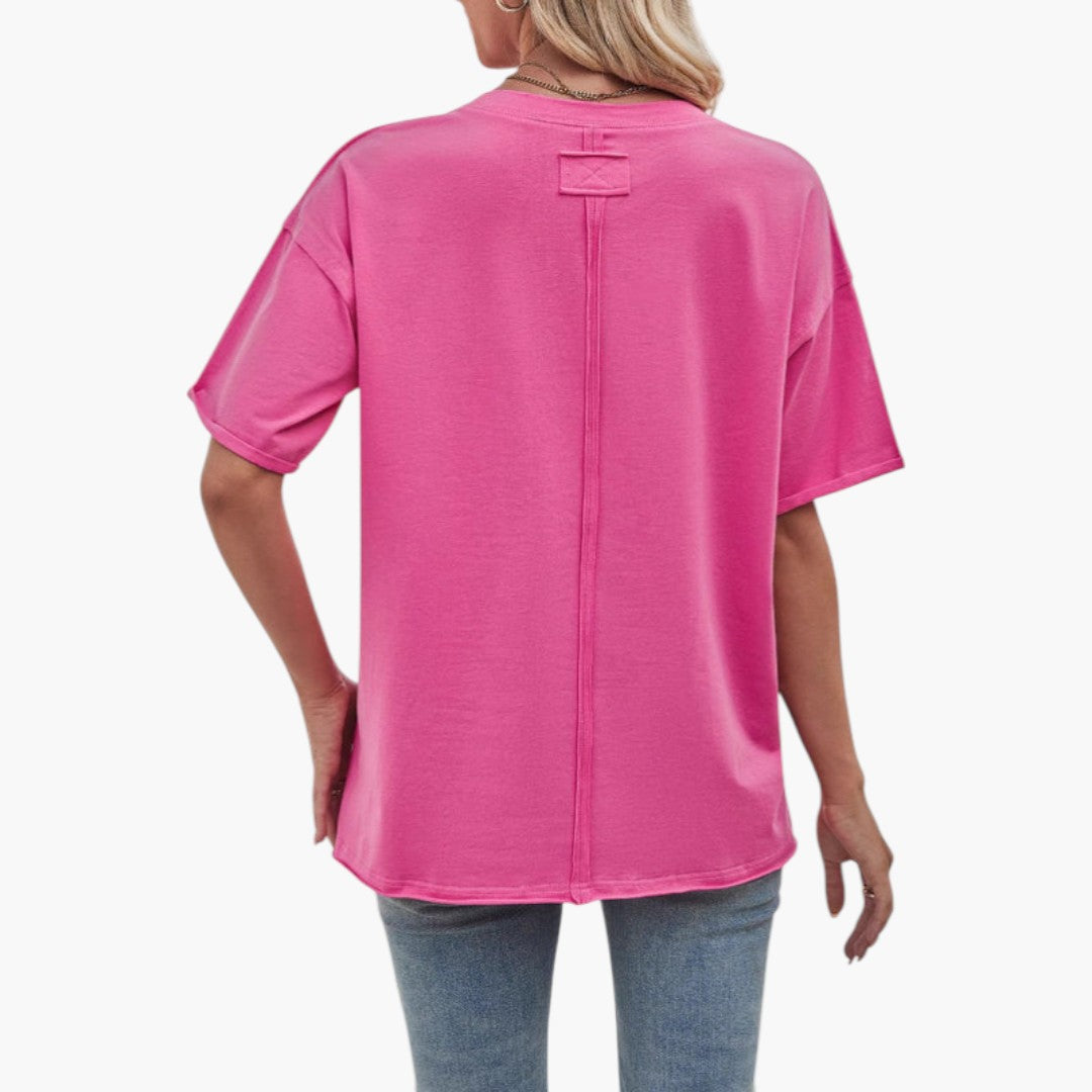 losvallend dames T-shirt met ronde hals en korte mouwen