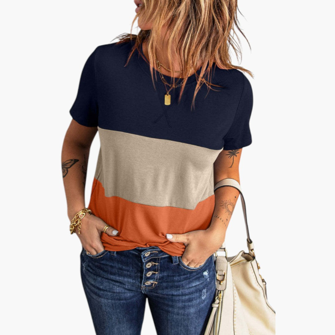 women's shirt with color block panels