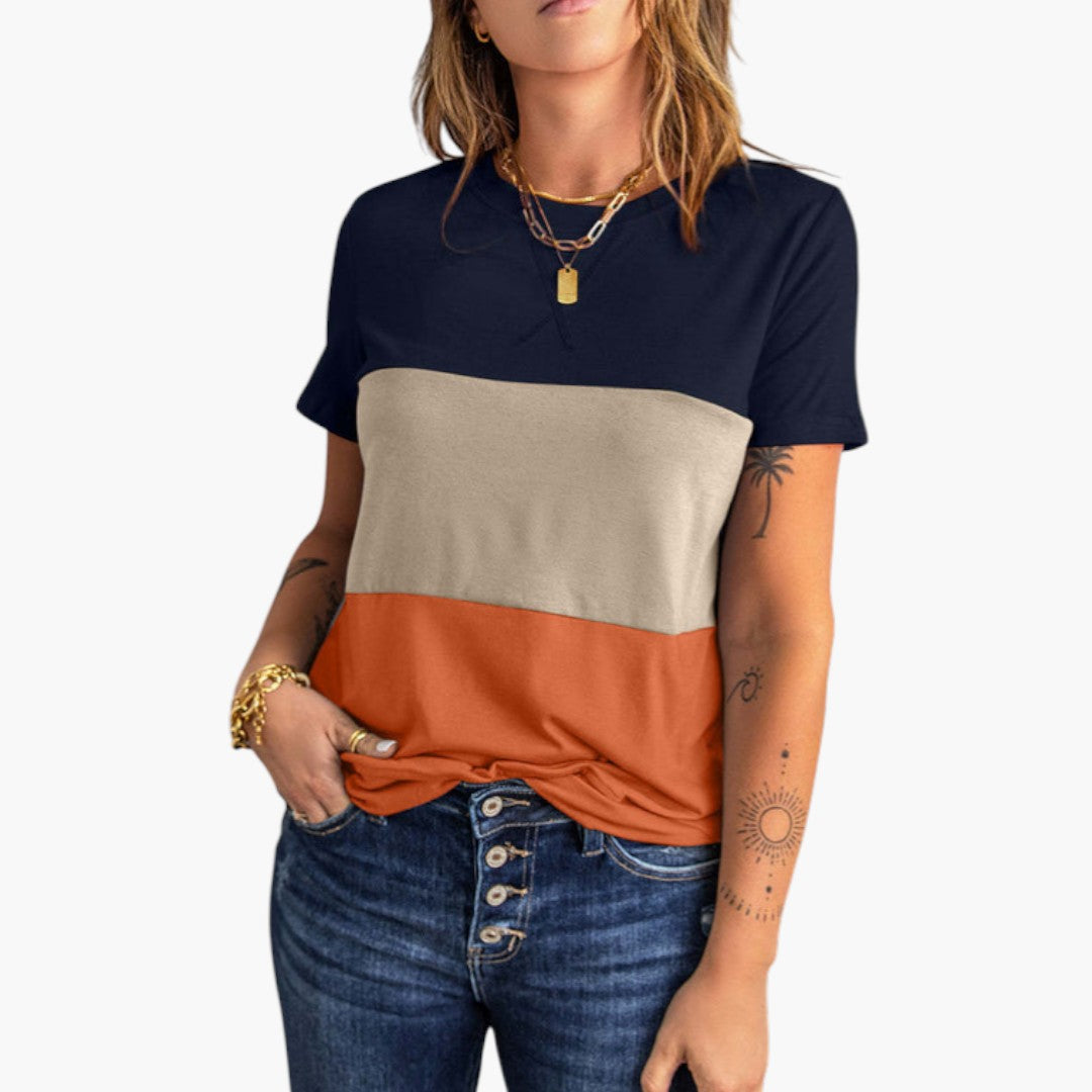 women's shirt with color block panels