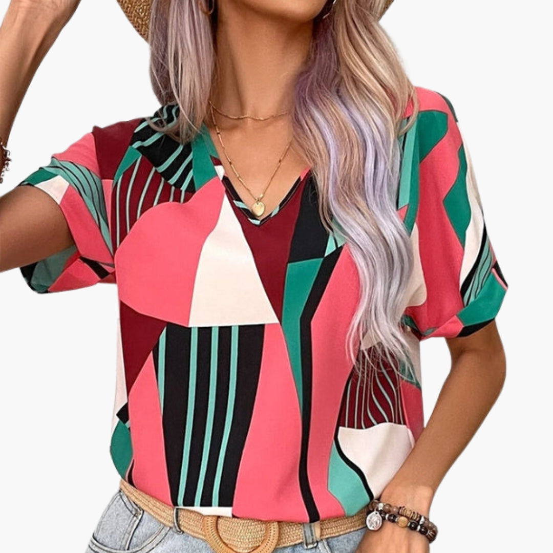 maglietta donna scollo a V maniche corte