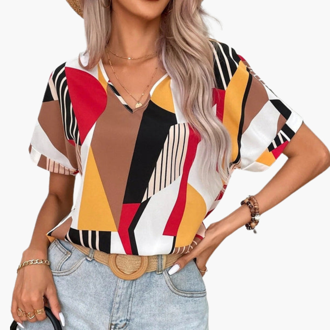 maglietta donna scollo a V maniche corte