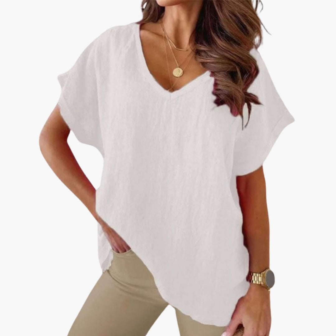 Maglietta donna scollo a V con maniche corte