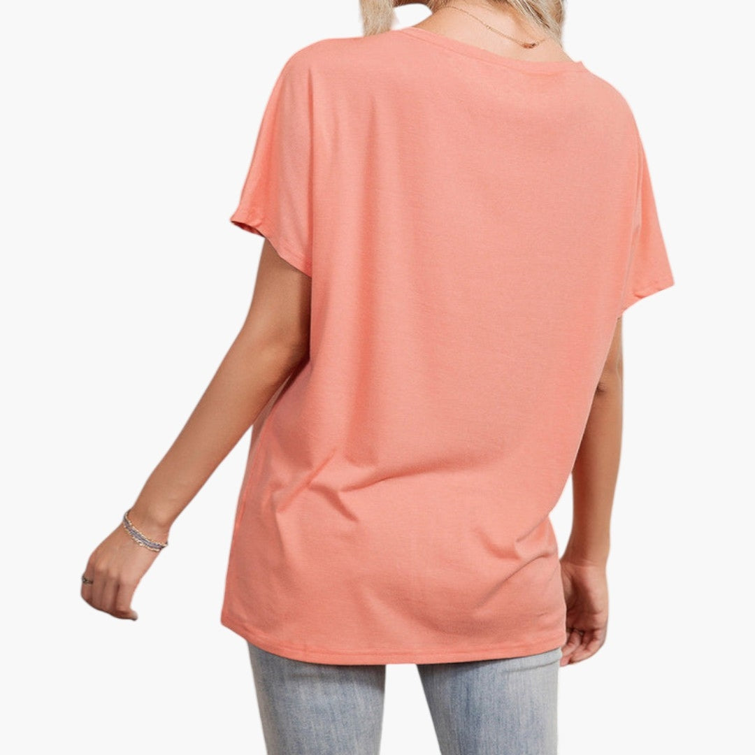 Maglietta donna oversize con scollo asimmetrico
