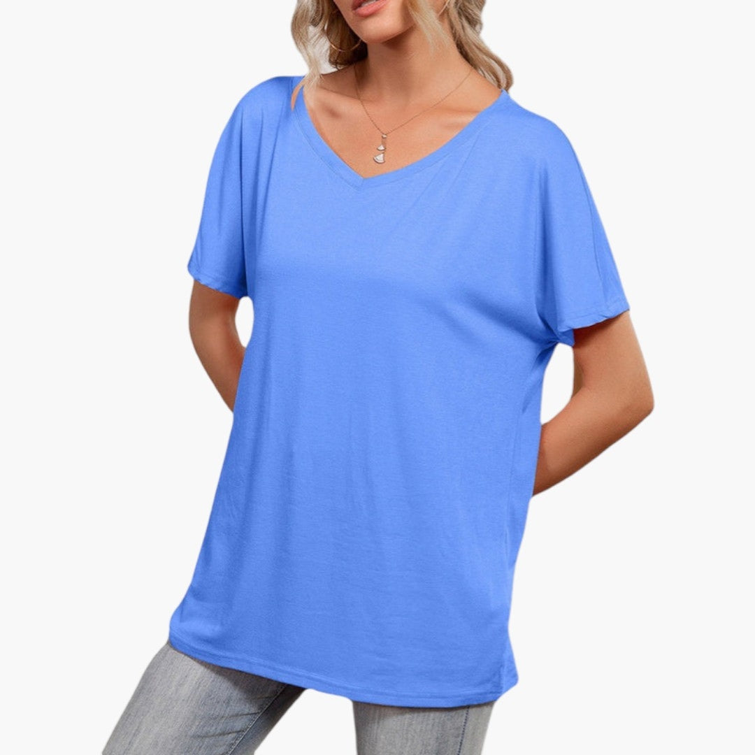 Maglietta donna oversize con scollo asimmetrico