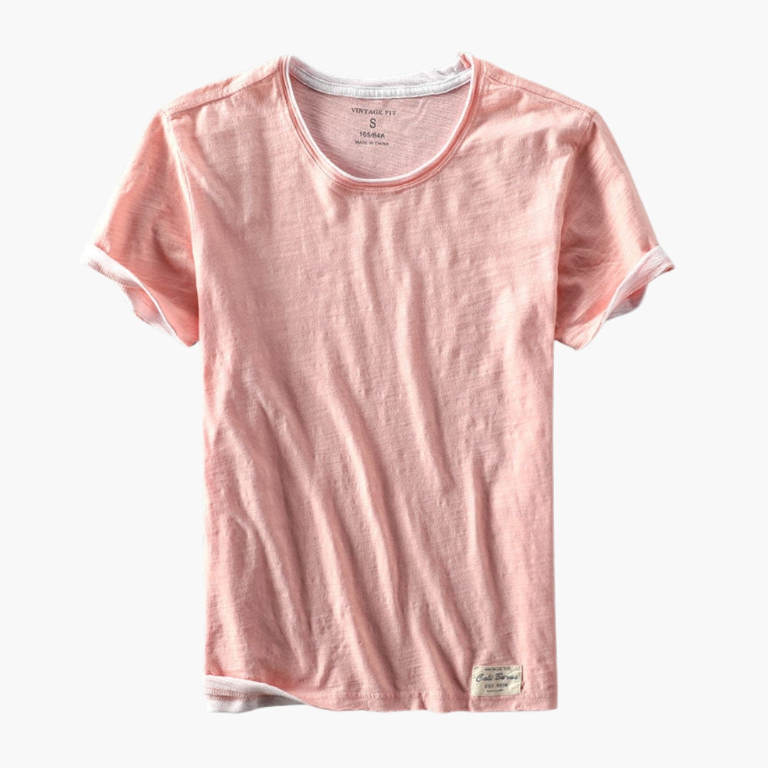 Camiseta hombre cuello redondo mangas cortas con dobladillo recto