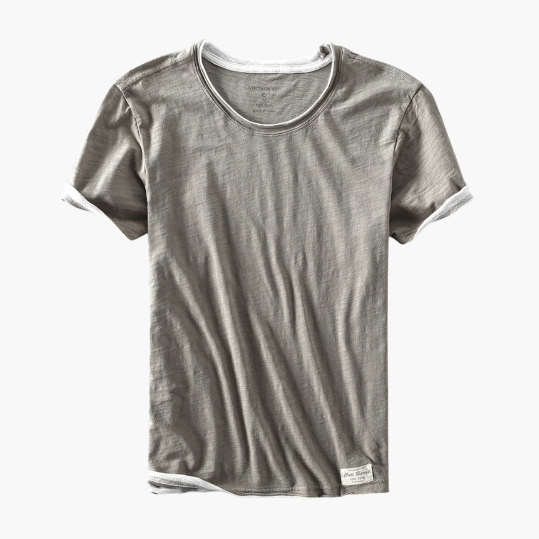 Camiseta hombre cuello redondo mangas cortas con dobladillo recto