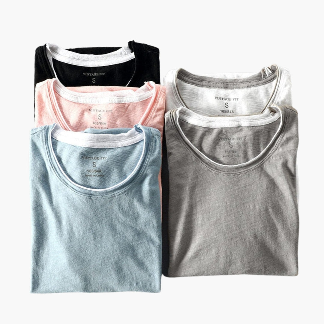 Camiseta hombre cuello redondo mangas cortas con dobladillo recto