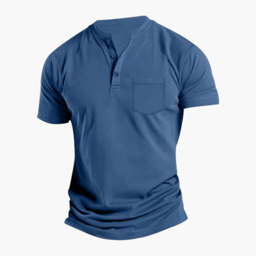 Maglietta da uomo stile Henley con tasca sul petto