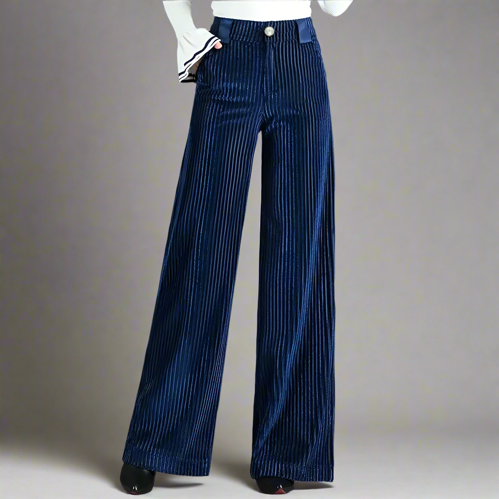 Pantalon femme en velours côtelé élégant | Coupe évasée flatteuse et taille marquée