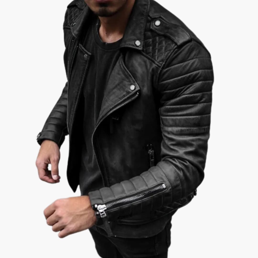 Veste Biker Homme avec Manches Matelassées