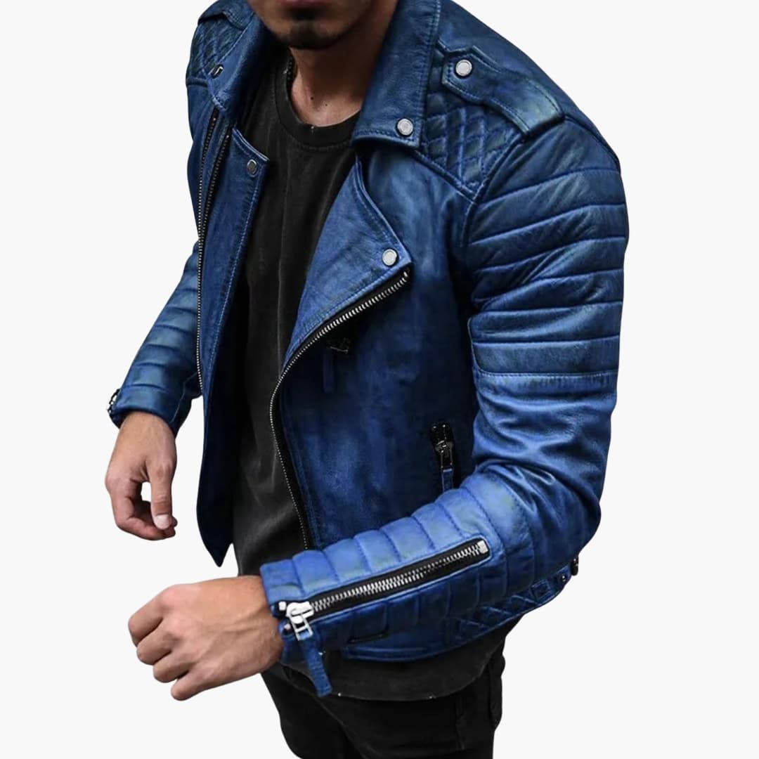 Veste Biker Homme avec Manches Matelassées