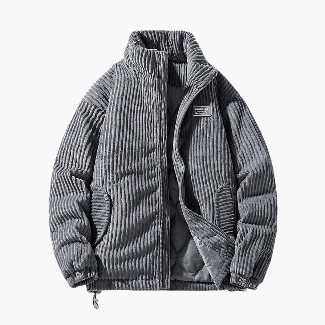 Veste Côtelée Homme avec Doublure Matelassée et Finition Structurée