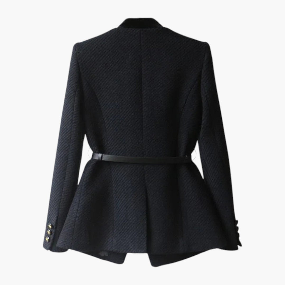 Veste Femme Mi Longue avec Fermeture Boutonnée et Taille Ajustée