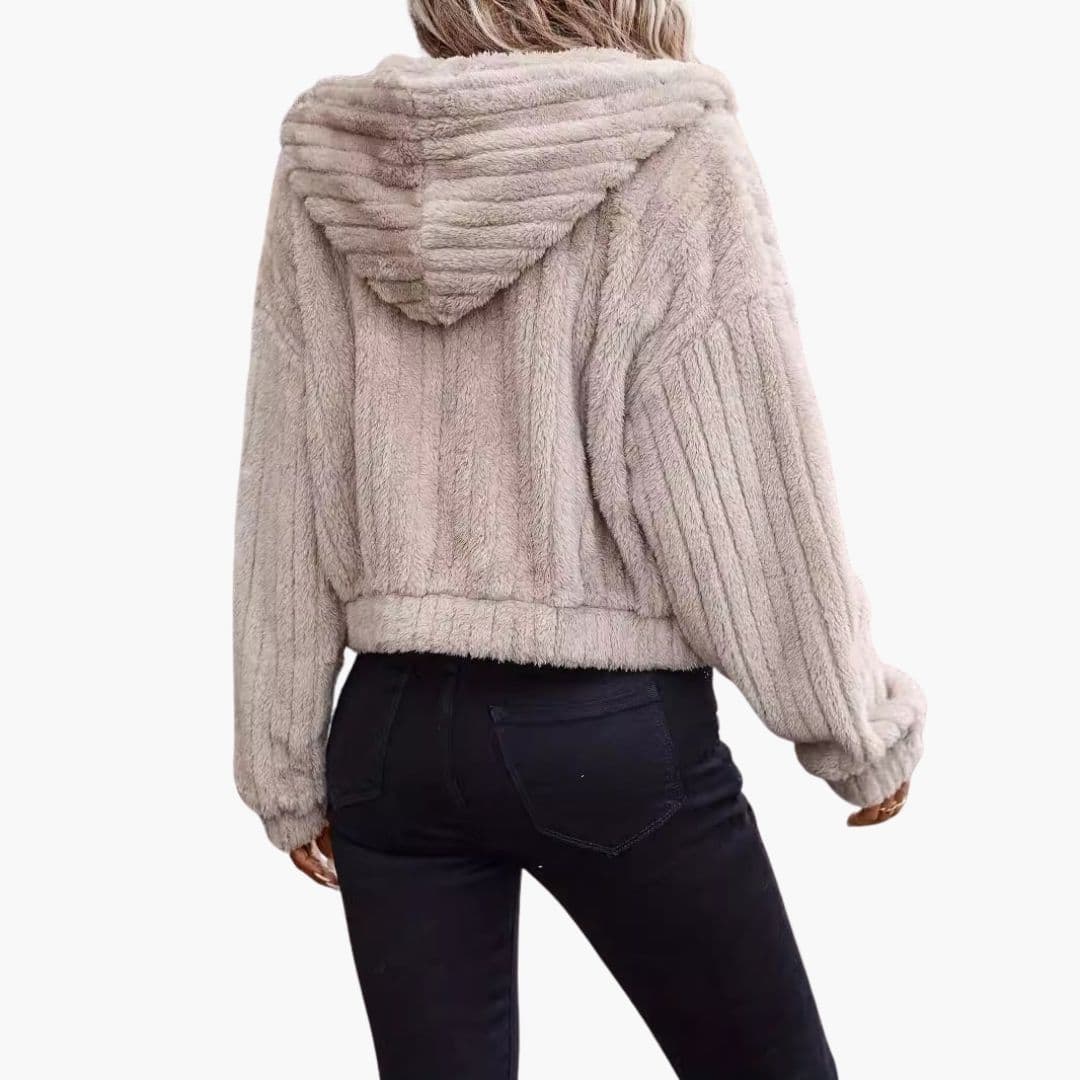 Veste Femme à Capuche avec Fermeture Zippée et Poches