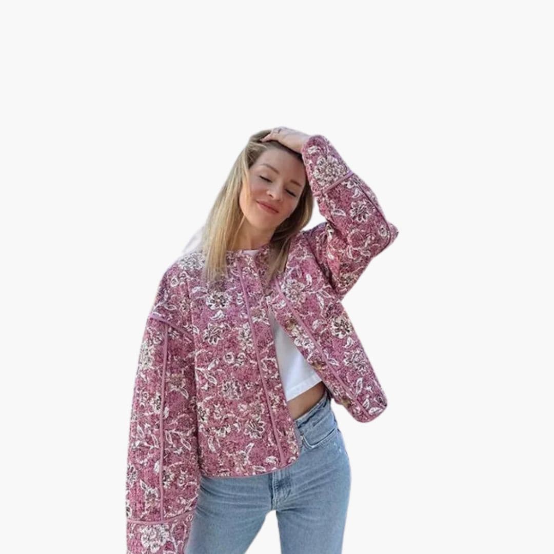 Veste Femme à Motif Floral avec Fermeture Par Boutons