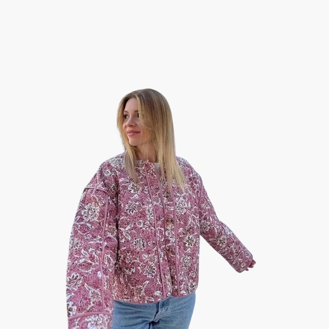 Veste Femme à Motif Floral avec Fermeture Par Boutons