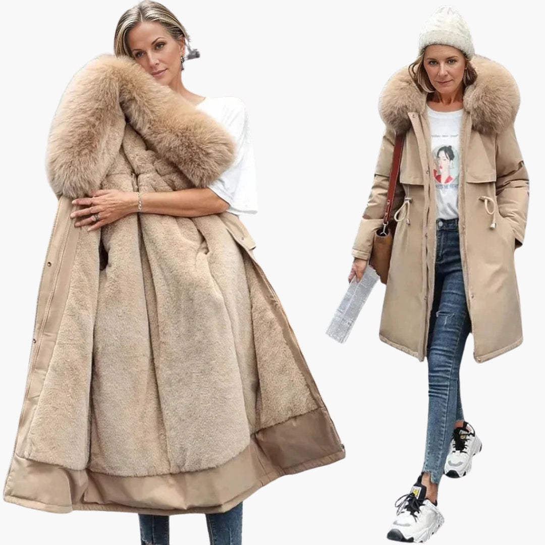 Veste Hiver Femme avec Col Imitation Fourrure