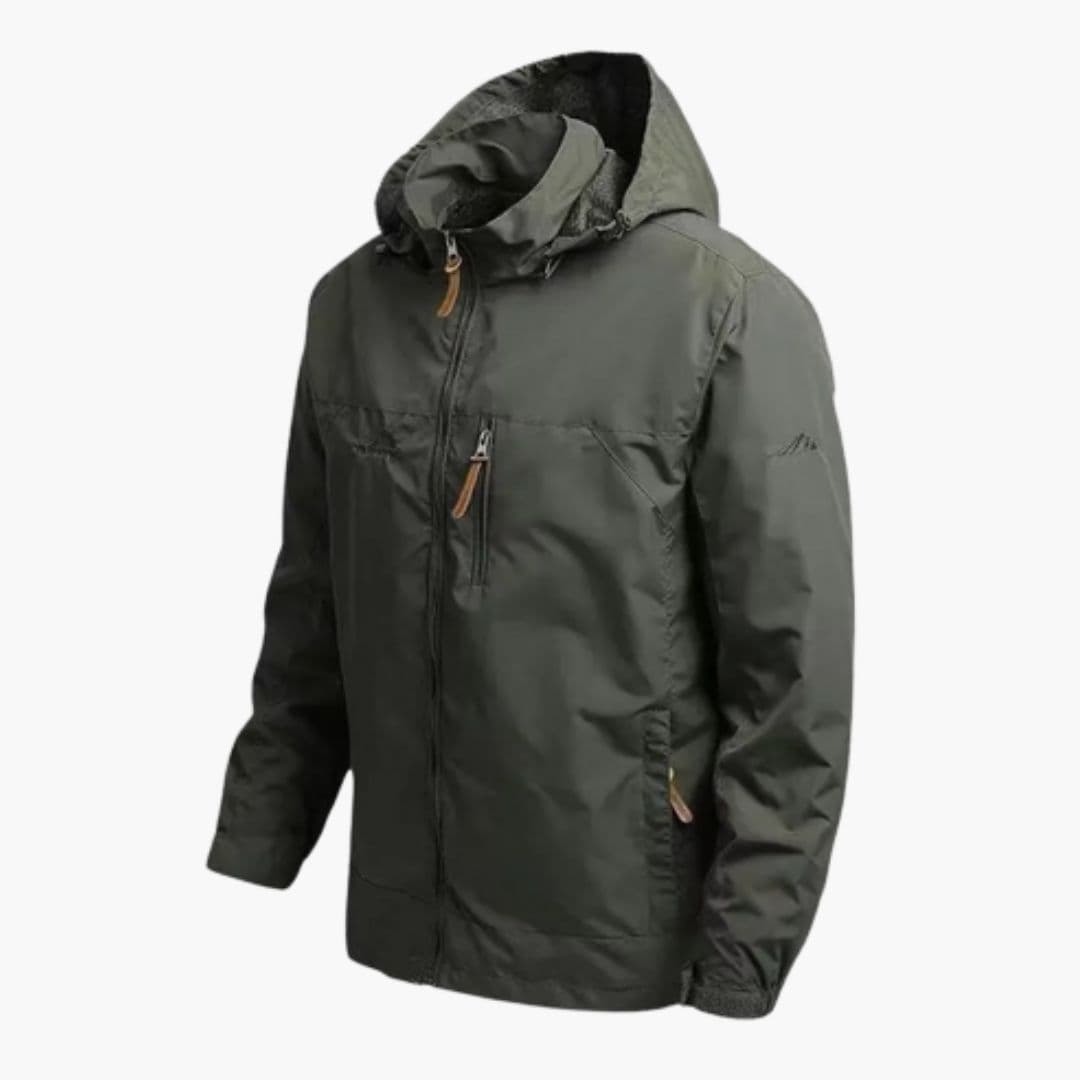 Chaqueta para hombre con capucha, cierre con cremallera y bolsillos