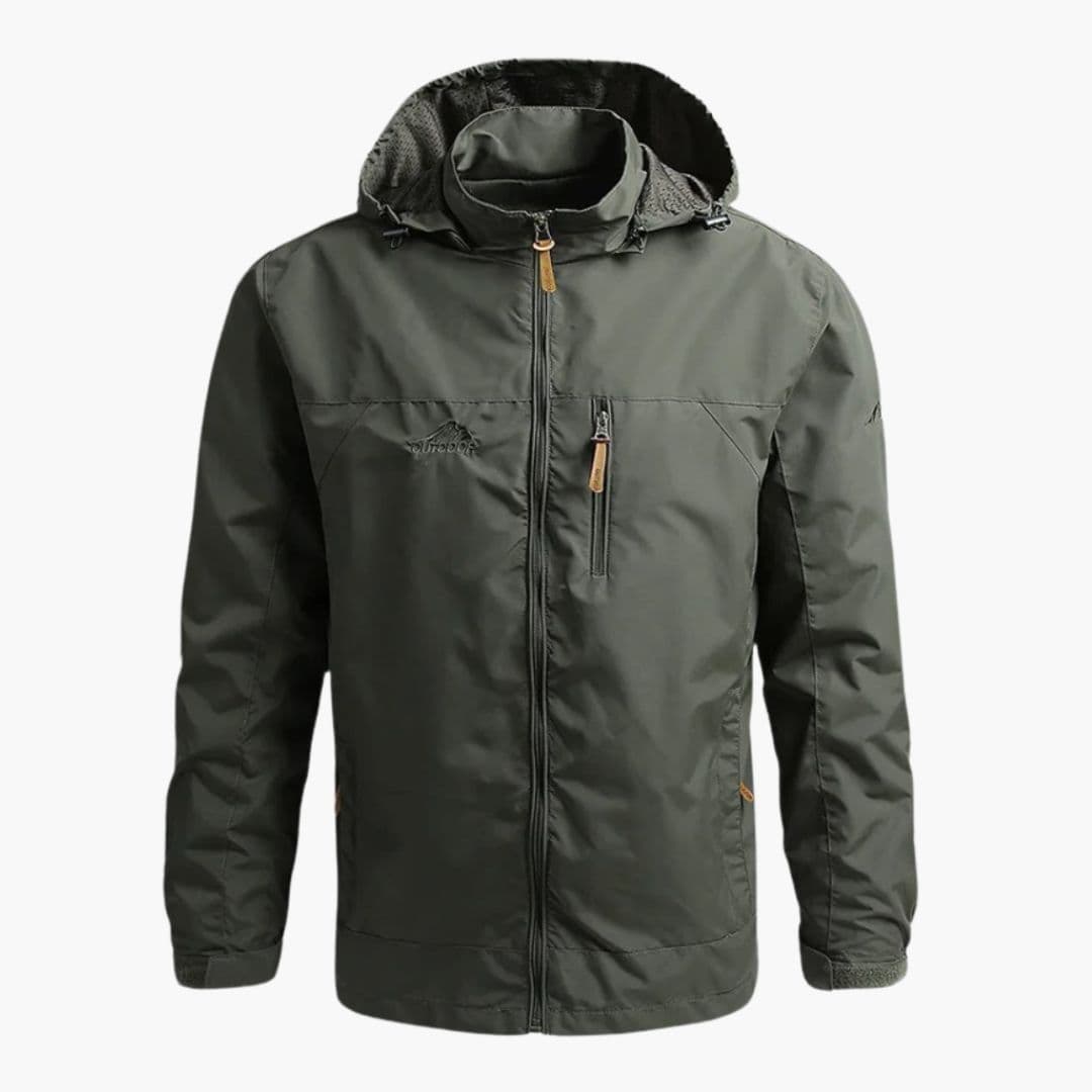 Chaqueta para hombre con capucha, cierre con cremallera y bolsillos