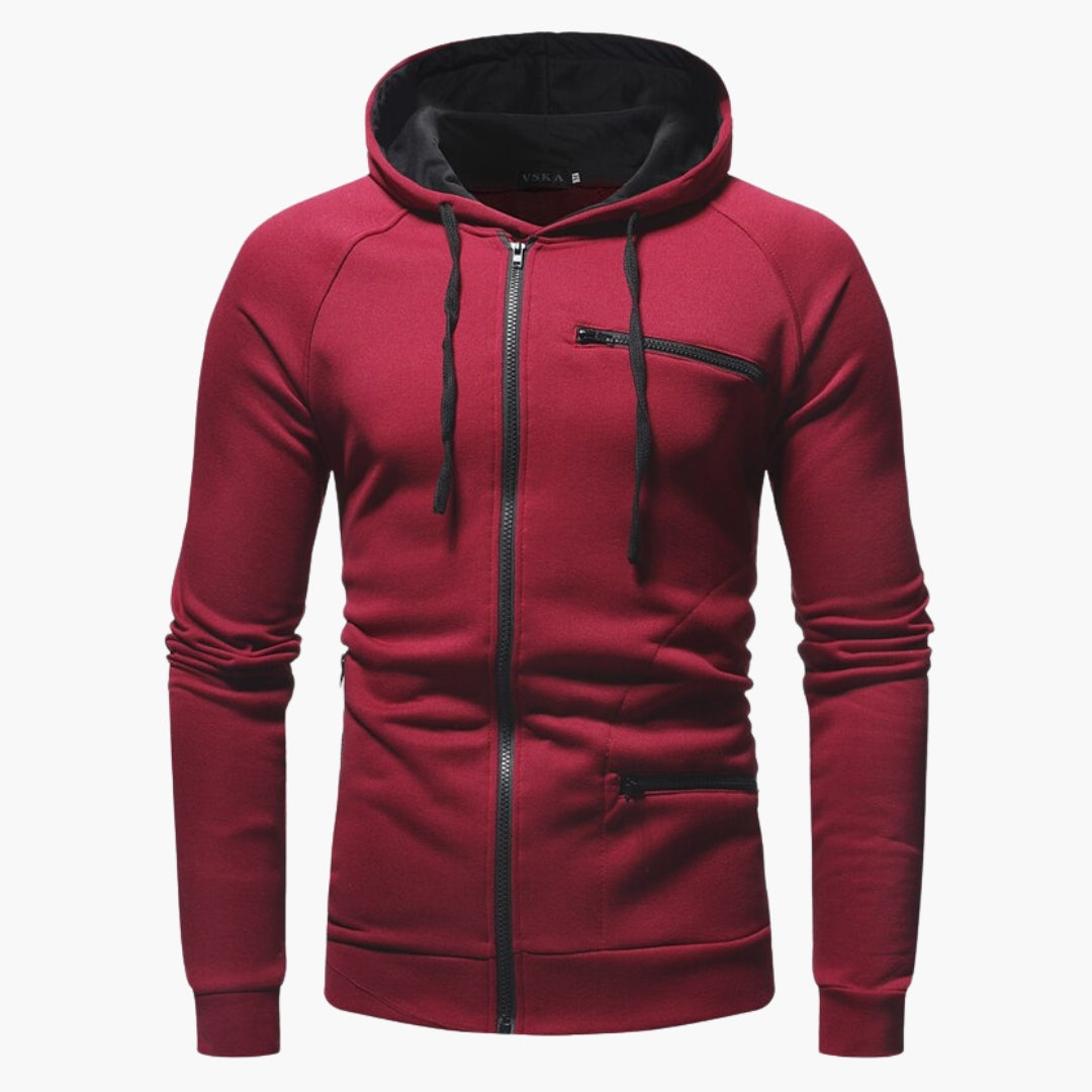 Men's Jacket with Hood and Front Pockets