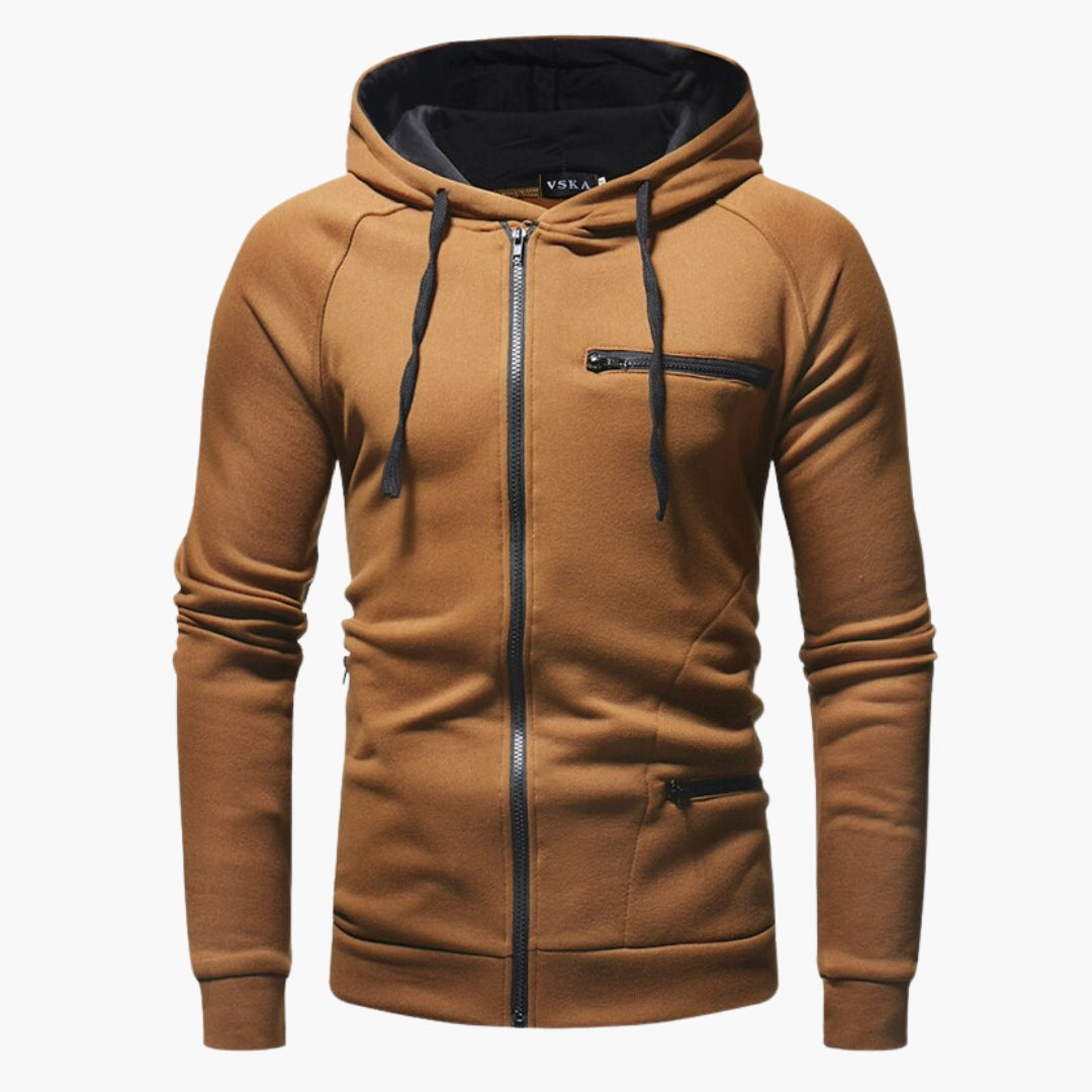 Men's Jacket with Hood and Front Pockets