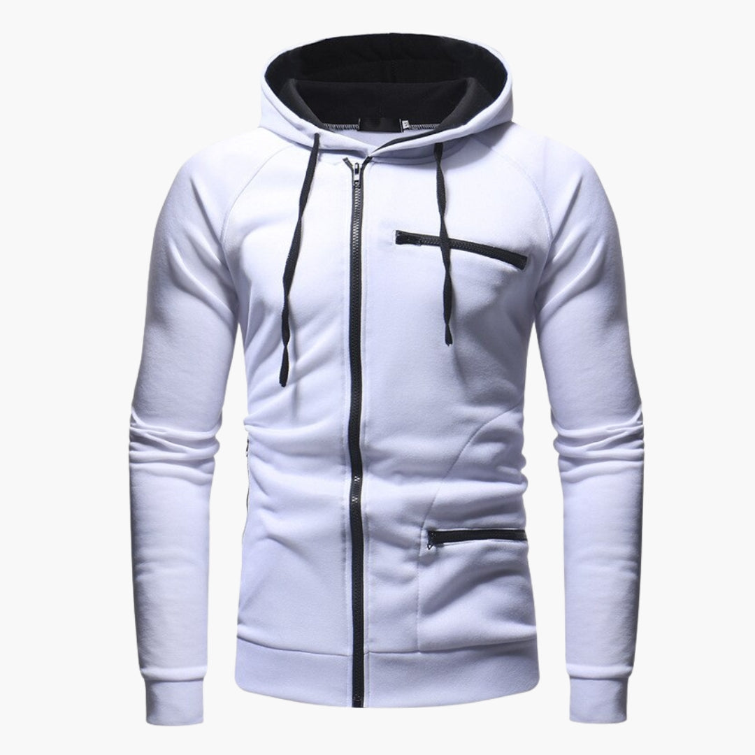 Men's Jacket with Hood and Front Pockets