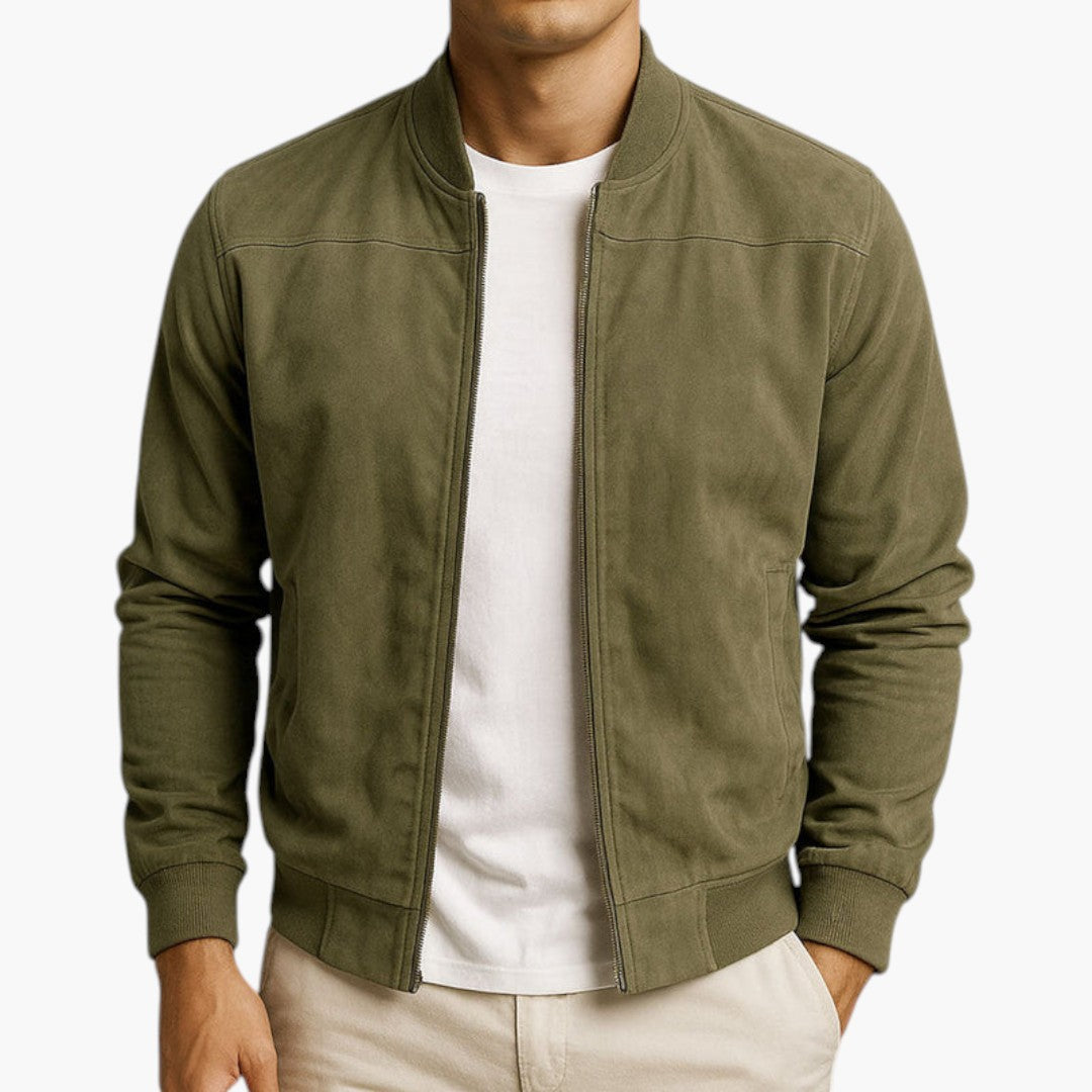 Men's Jacket with Zipper Closure and Long Sleeves