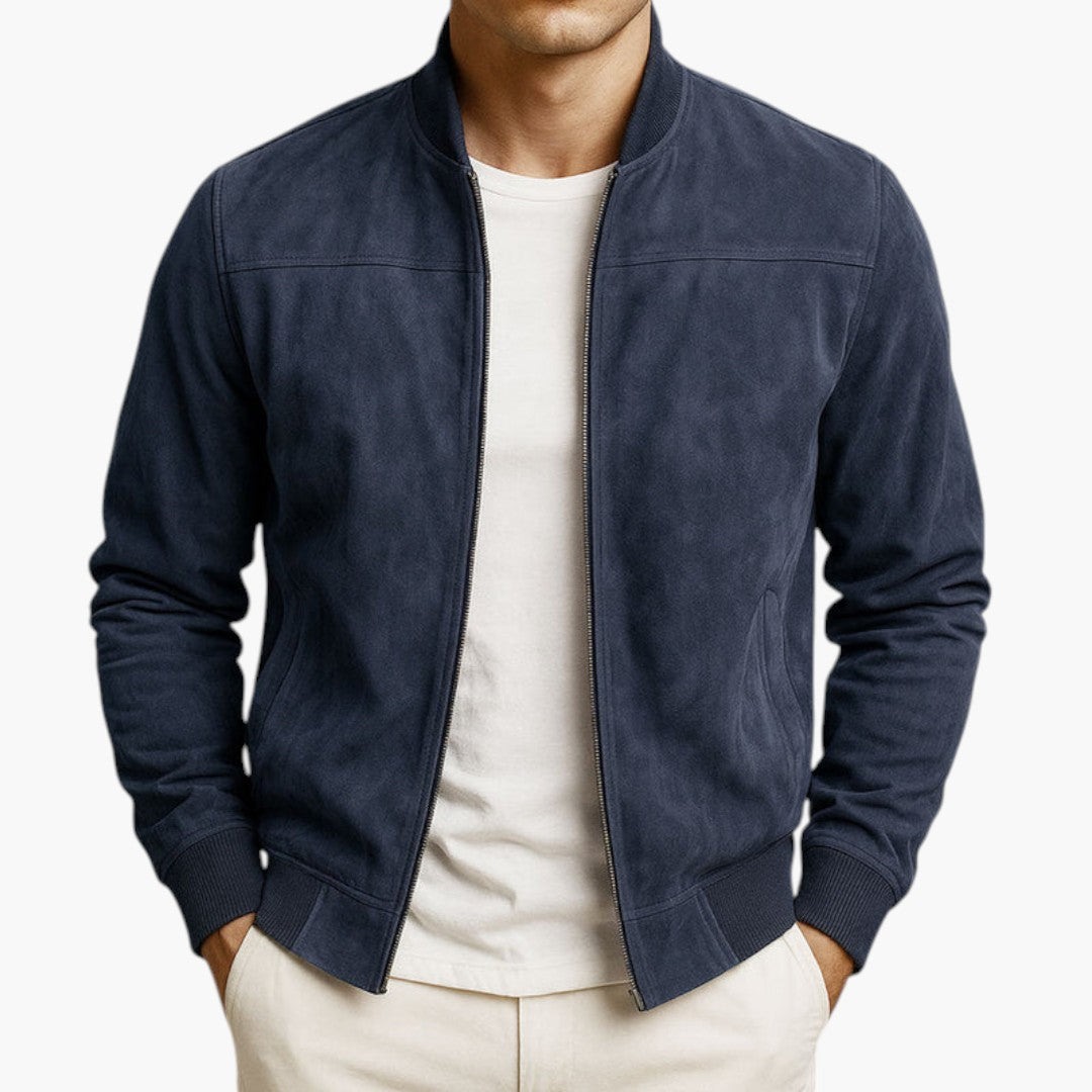 Men's Jacket with Zipper Closure and Long Sleeves