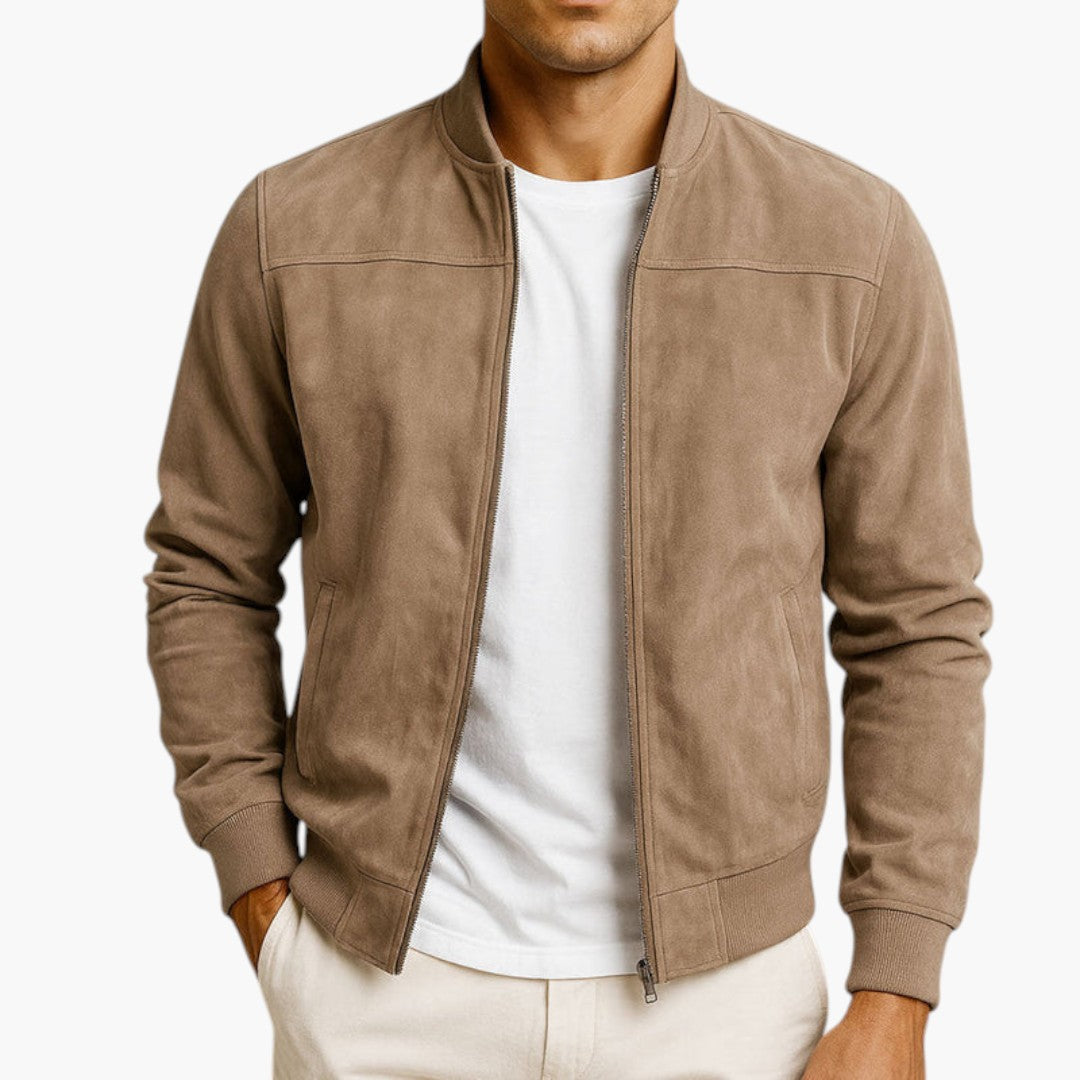 Men's Jacket with Zipper Closure and Long Sleeves