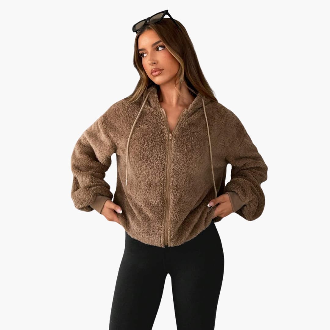 Veste Polaire Femme à Capuche avec Poche Kangourou