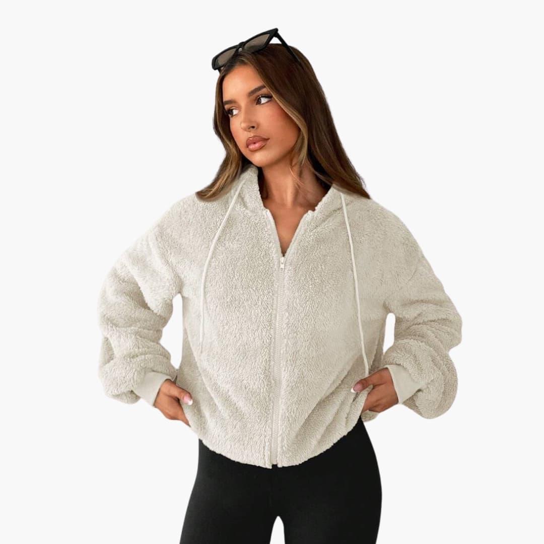 Veste Polaire Femme à Capuche avec Poche Kangourou