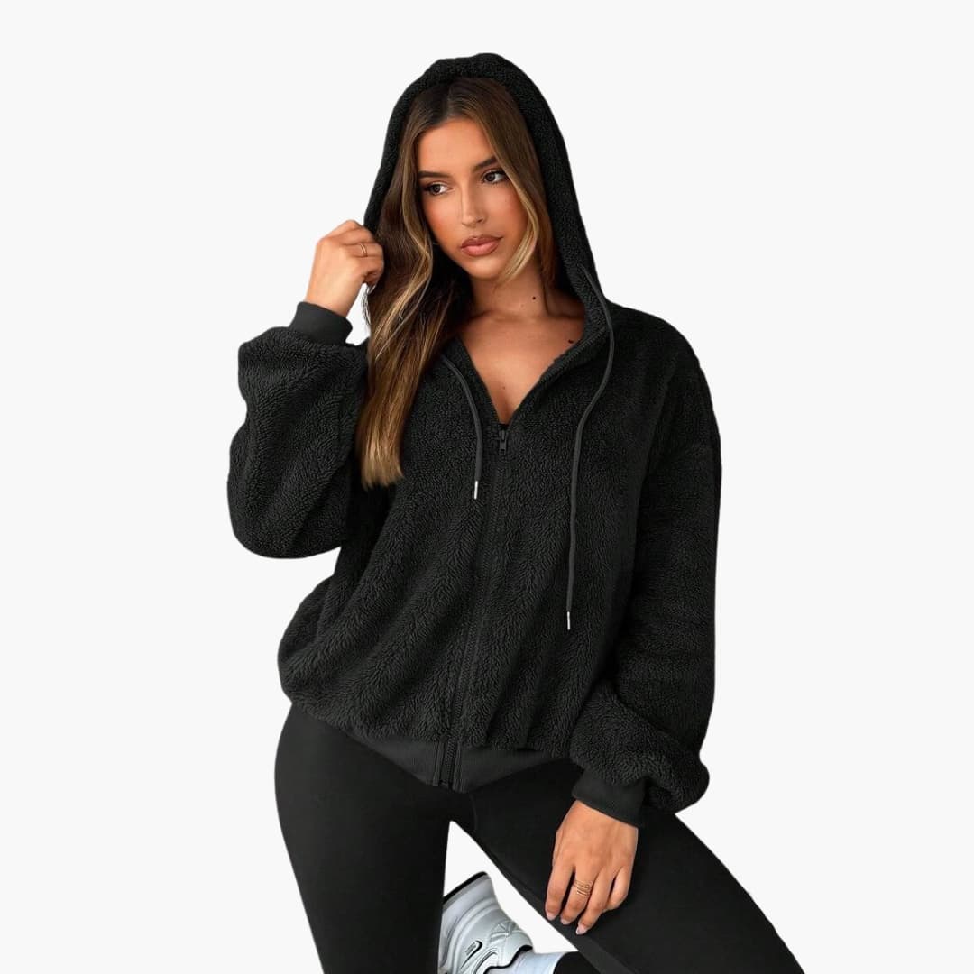 Veste Polaire Femme à Capuche avec Poche Kangourou