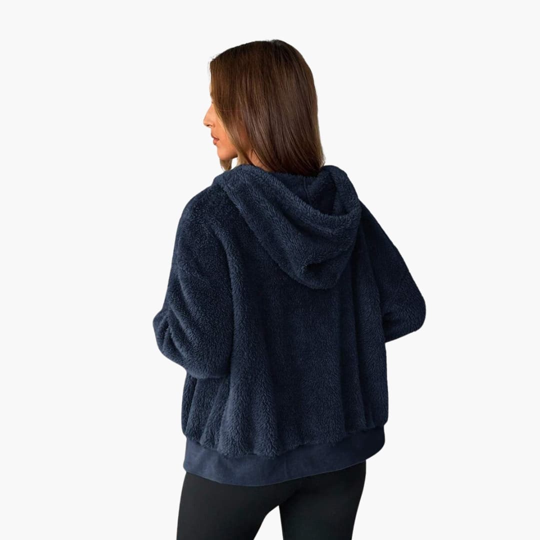 Veste Polaire Femme à Capuche avec Poche Kangourou