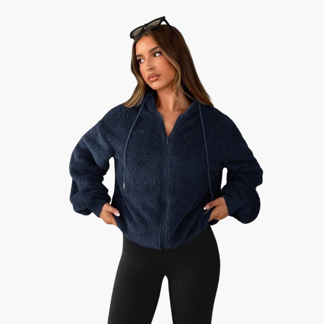 Veste Polaire Femme à Capuche avec Poche Kangourou