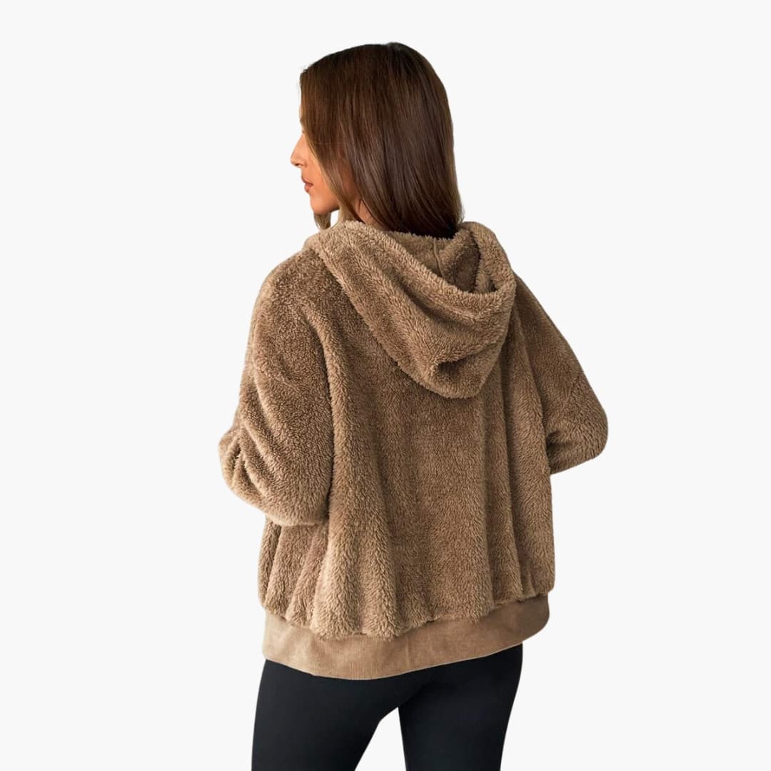 Veste Polaire Femme à Capuche avec Poche Kangourou