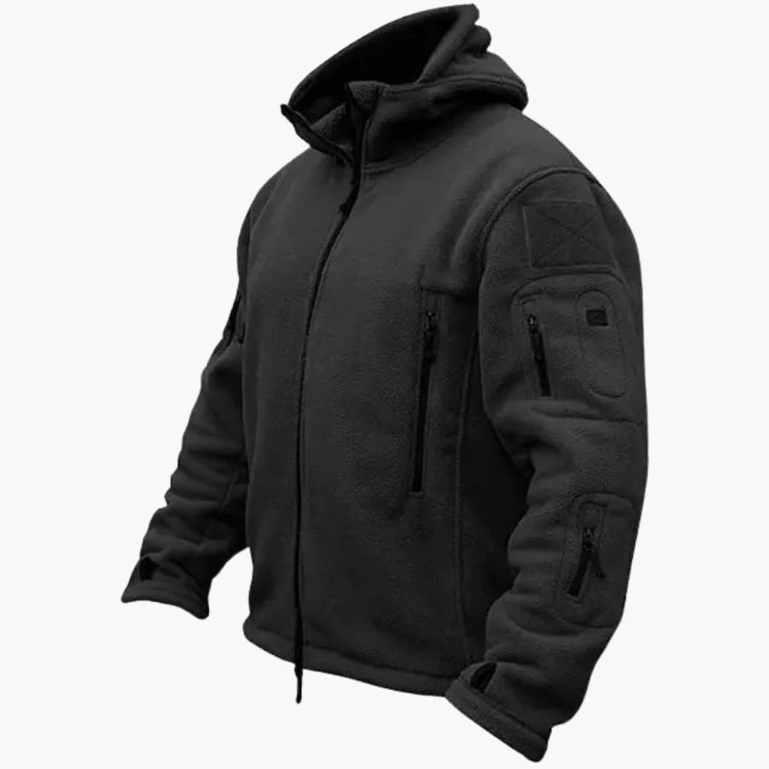 Veste Polaire Tactique Homme avec Capuche et Multiples Poches Zippées