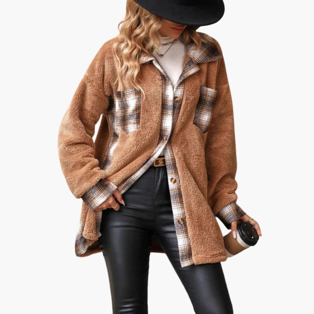 Veste Surchemise Femme avec Fermeture à Boutons