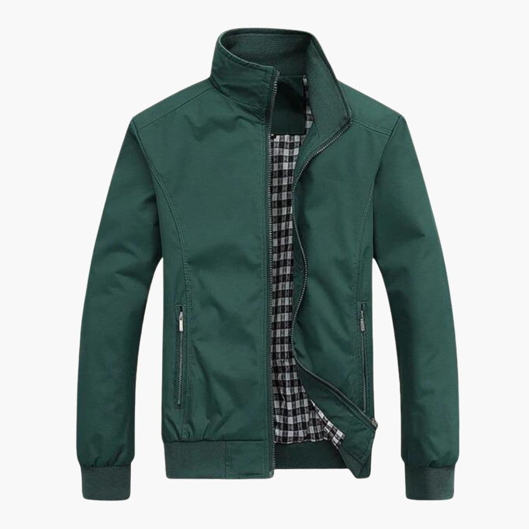 Casaco com fecho éclair para homem com gola alta