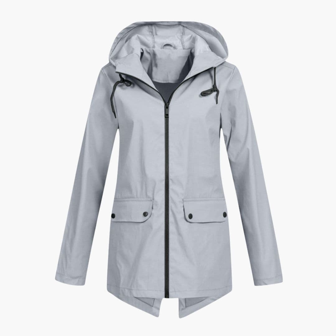 Women's hooded jacket with zip closure
