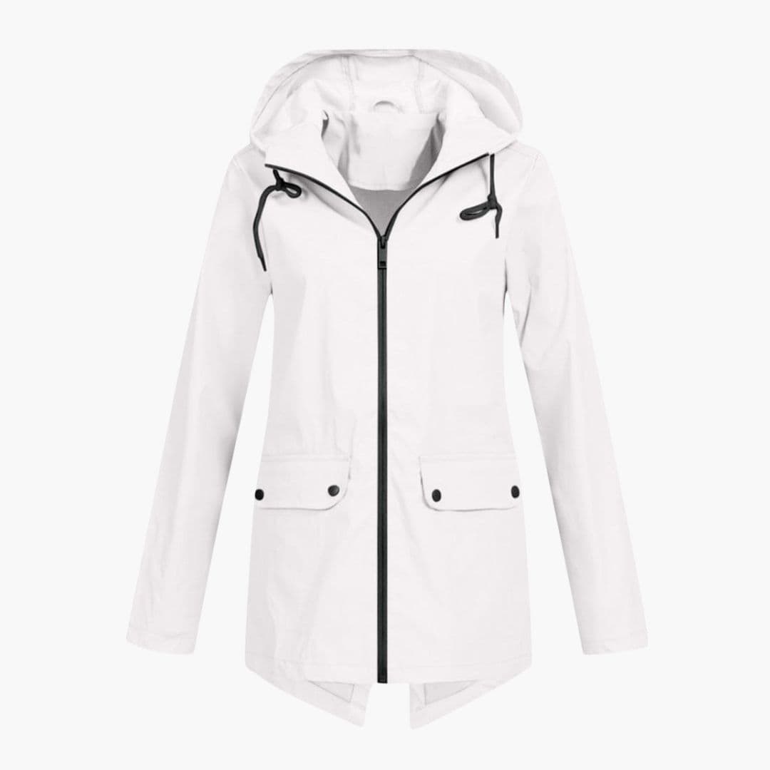 Women's hooded jacket with zip closure