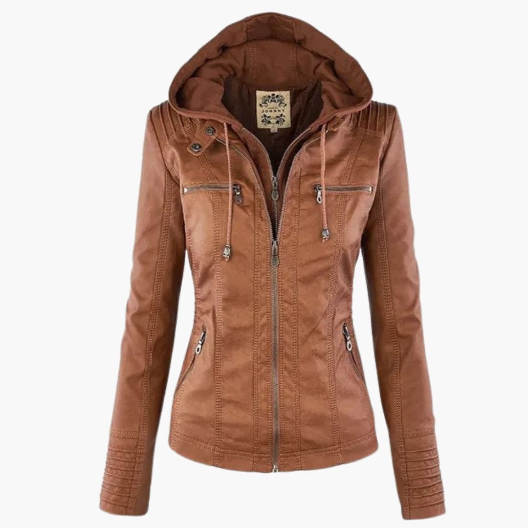 Veste à capuche femme avec fermeture zippée et surpiqûres décoratives