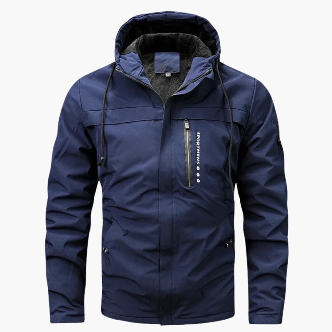 Veste à capuche homme avec doublure intérieure et fermeture éclair frontale