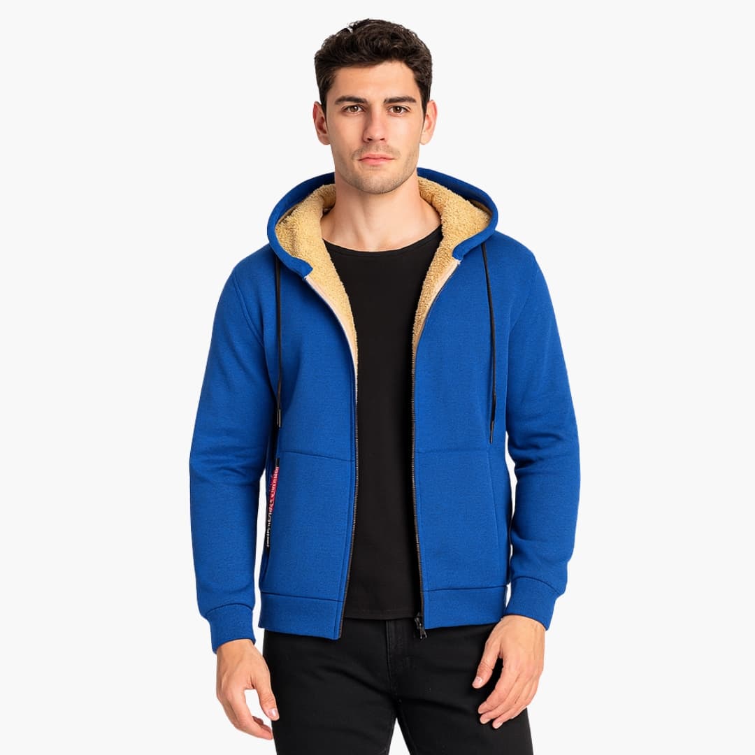 Veste à capuche homme avec fermeture éclair et doublure polaire