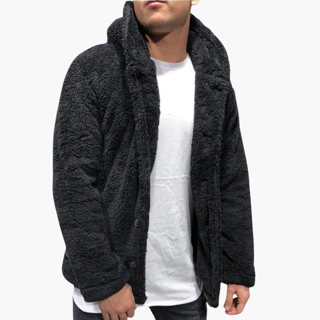 Veste à capuche pour homme avec fermeture boutonnée