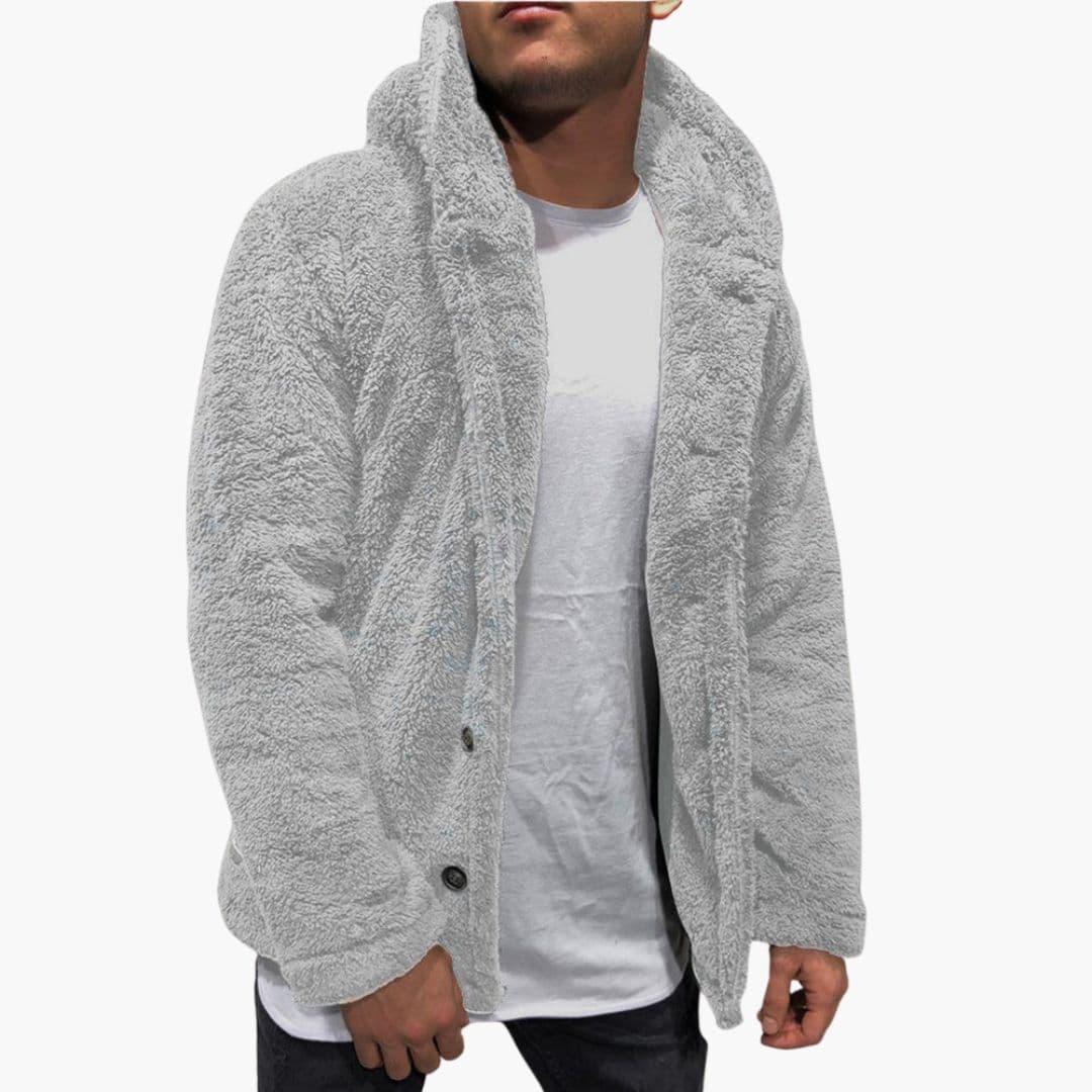 Veste à capuche pour homme avec fermeture boutonnée