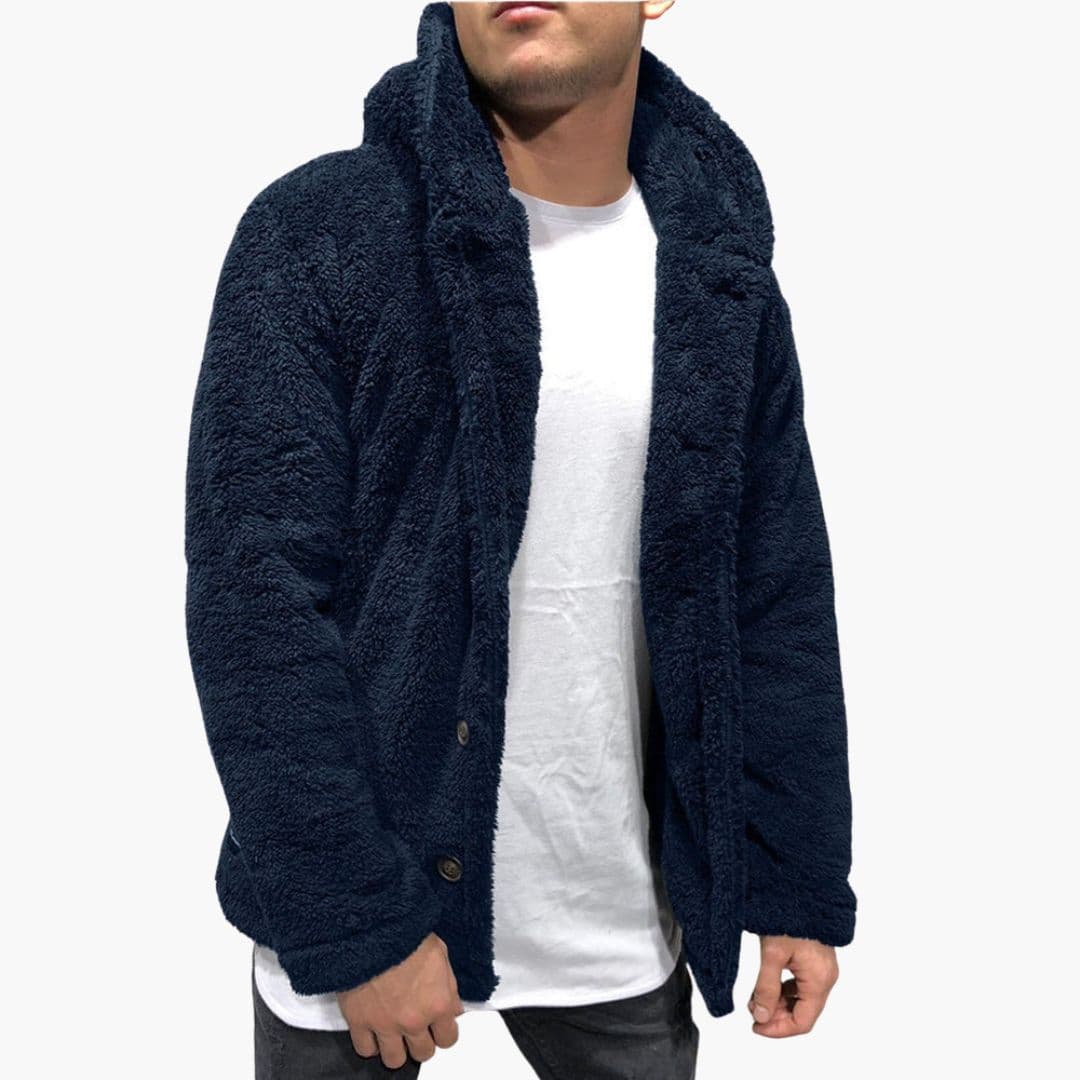 Veste à capuche pour homme avec fermeture boutonnée