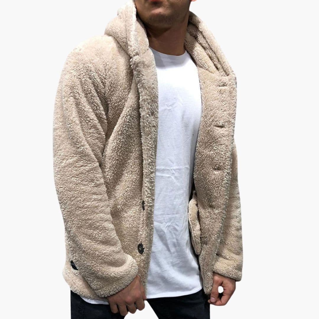 Veste à capuche pour homme avec fermeture boutonnée