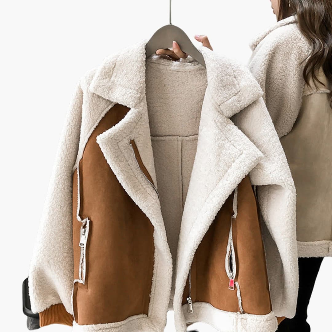 Veste aviateur femme avec poches zippées et large col doublé